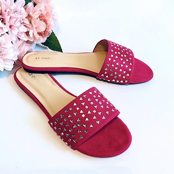 le chateau Shoes - NIB LE CHATEAU Suede Studded Slide Sandals Sz 8